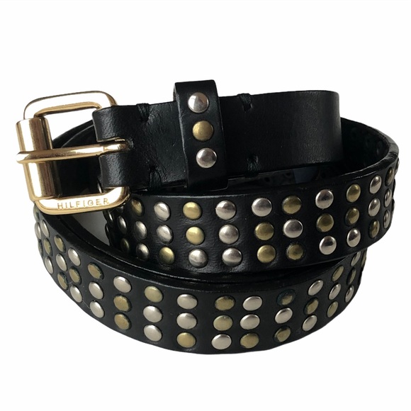 Tommy Hilfiger Leather Belt with Metal Studs